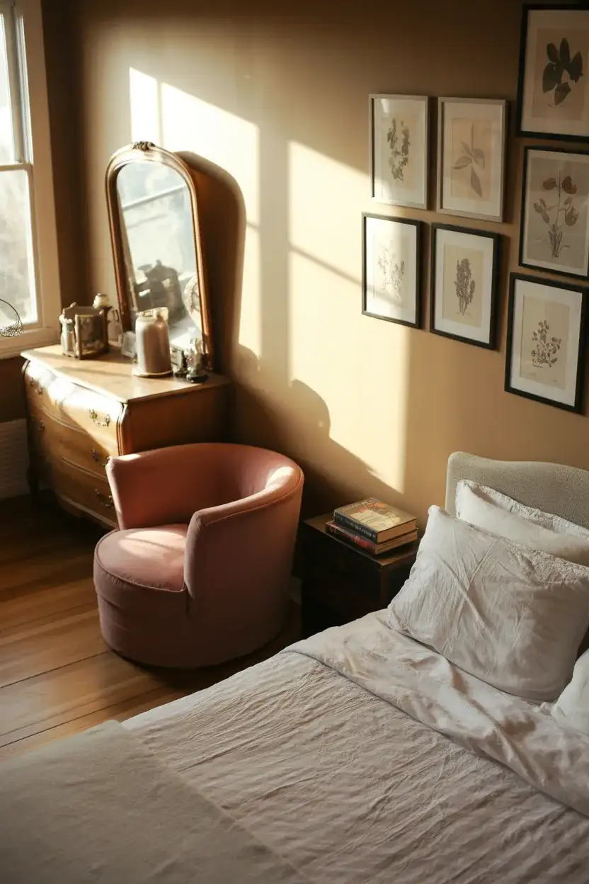 Aesthetic Small Bedroom with Vintage Finds 2