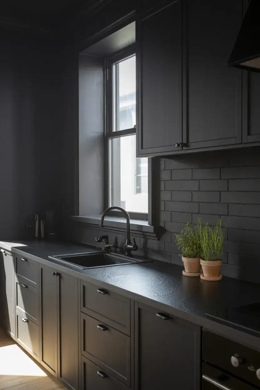 All Black Kitchen With Matte Cabinets 2