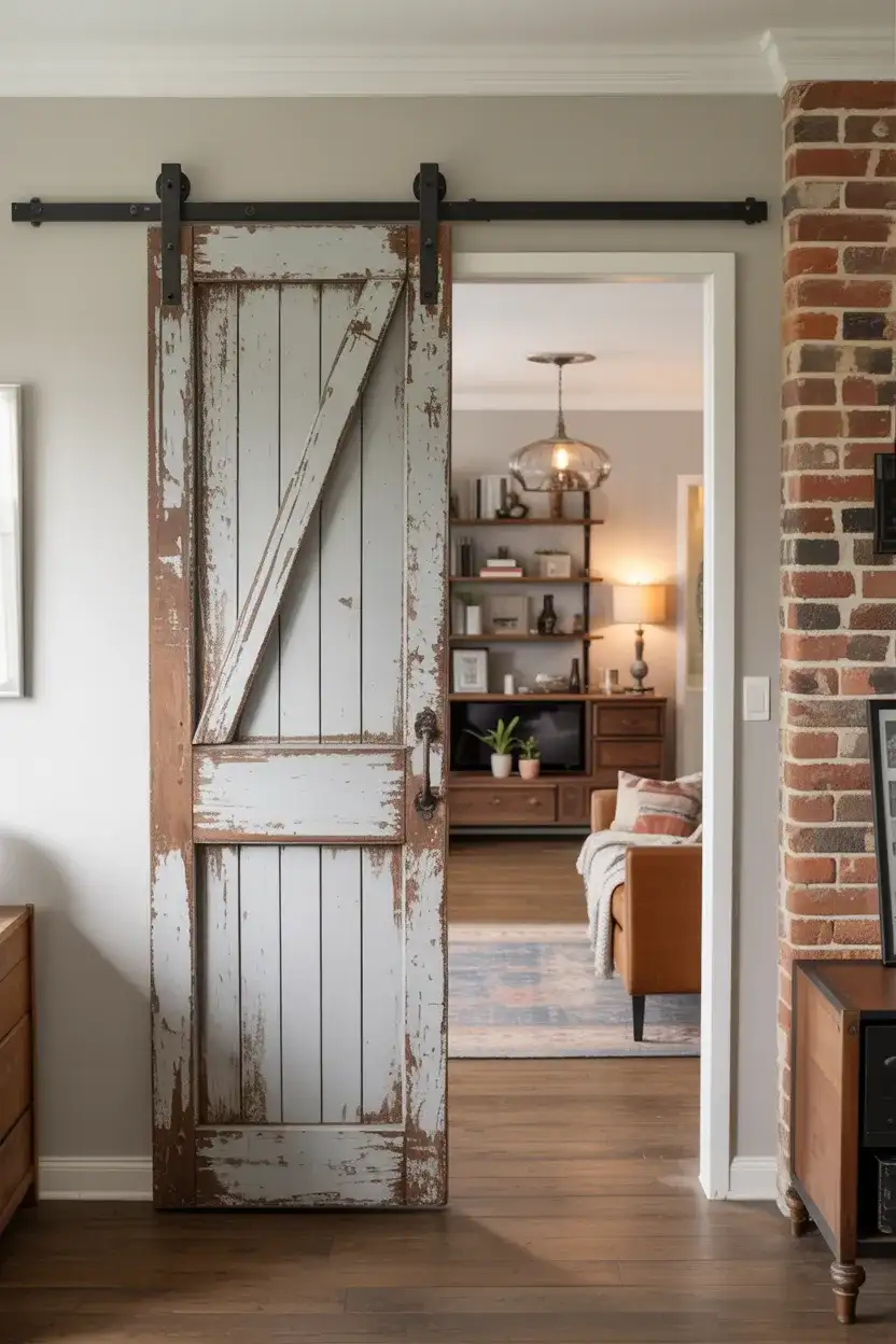 Antique Barn Door as a Decorative Room Divider 1