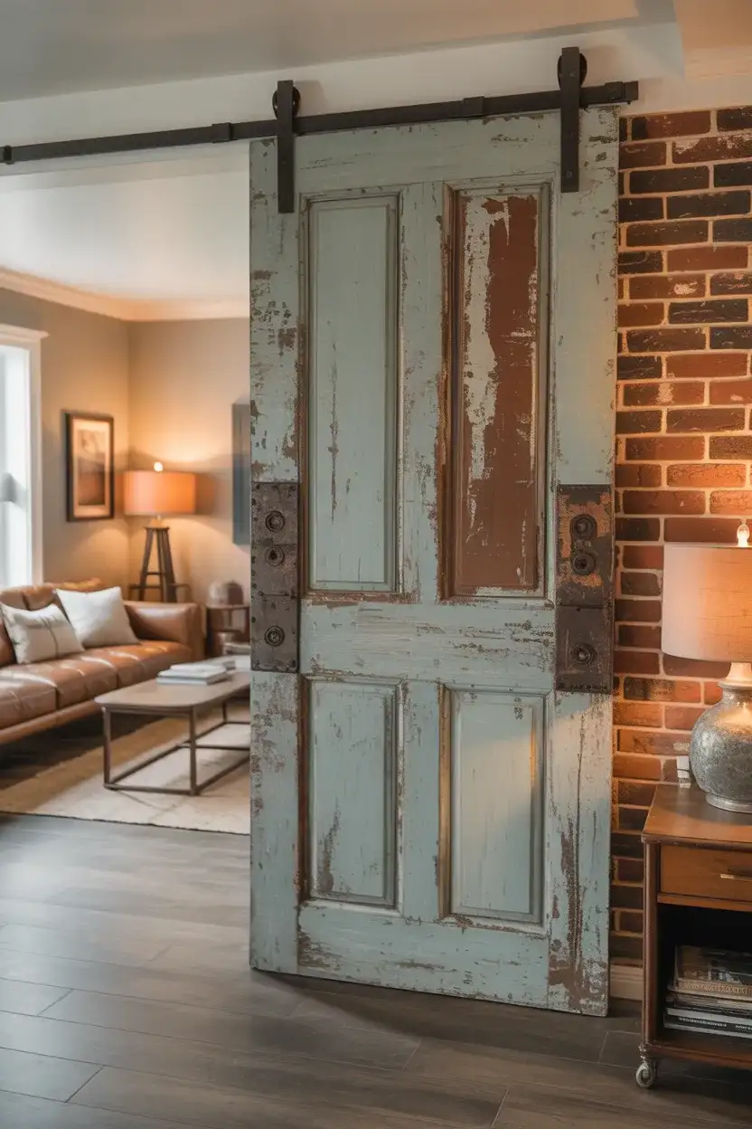 Antique Barn Door as a Decorative Room Divider 2