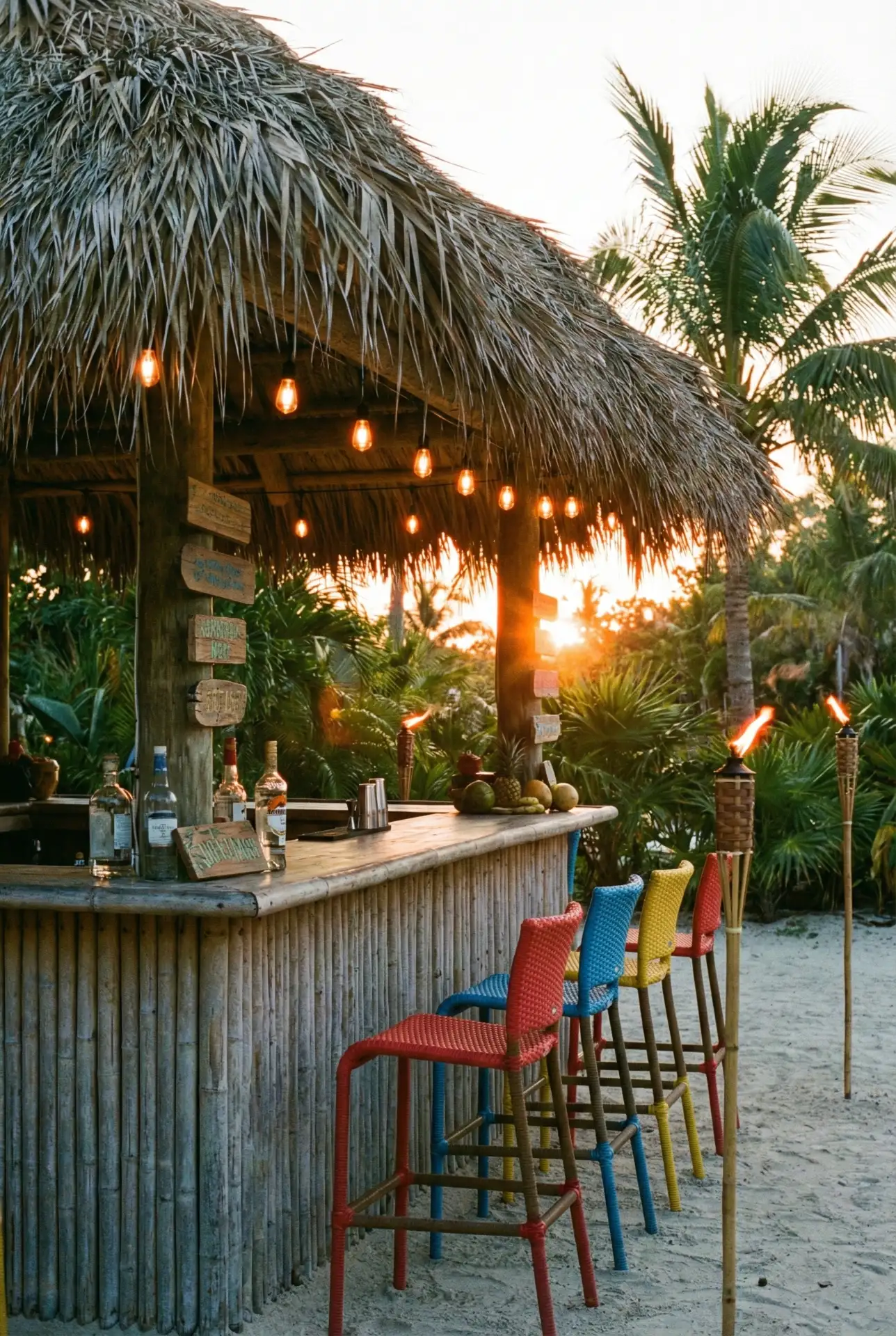 Backyard Bar with Tiki-Style Thatched Roof 1