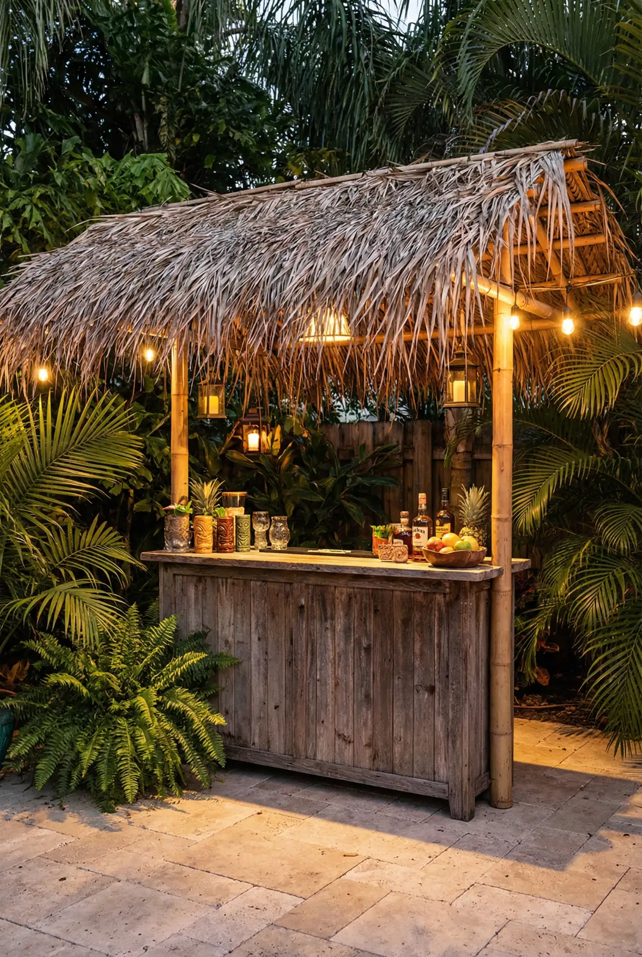 Backyard Bar with Tiki-Style Thatched Roof 2