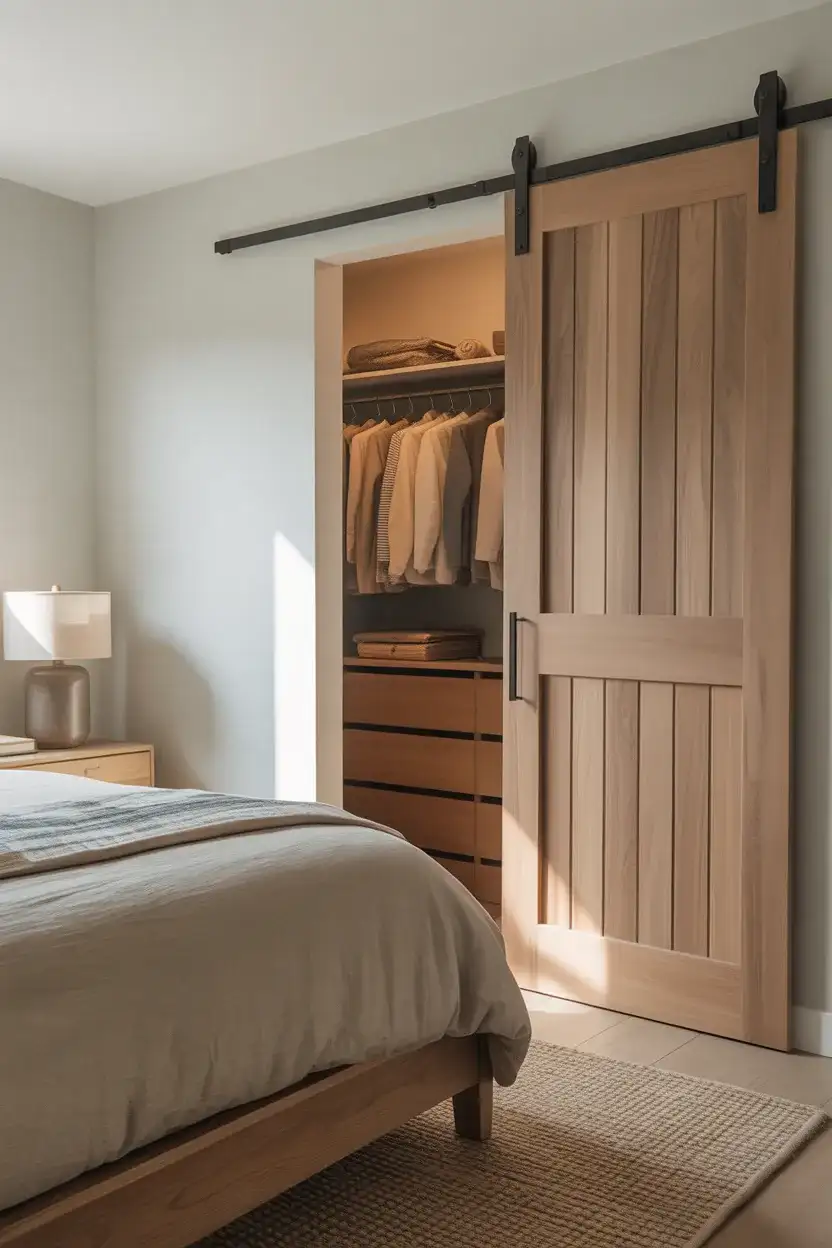 Barn Door in the Bedroom as a Walk-In Closet Entrance 1