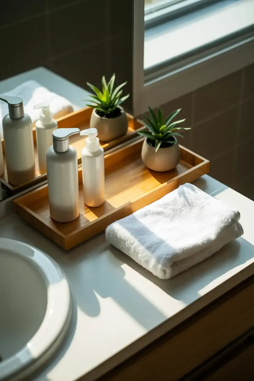Bathroom Caddy with Minimalist-Toiletries 2