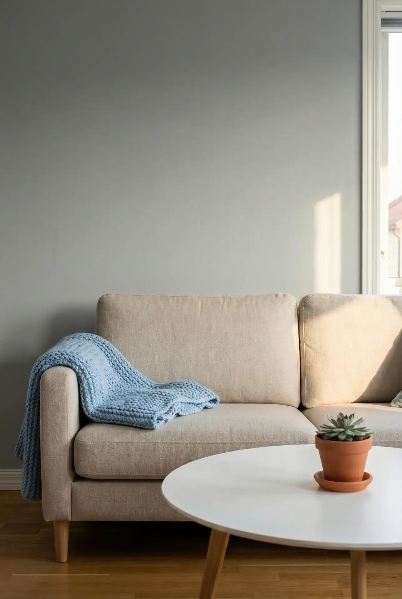 Beige Sofa with Cool Blue Tones 2