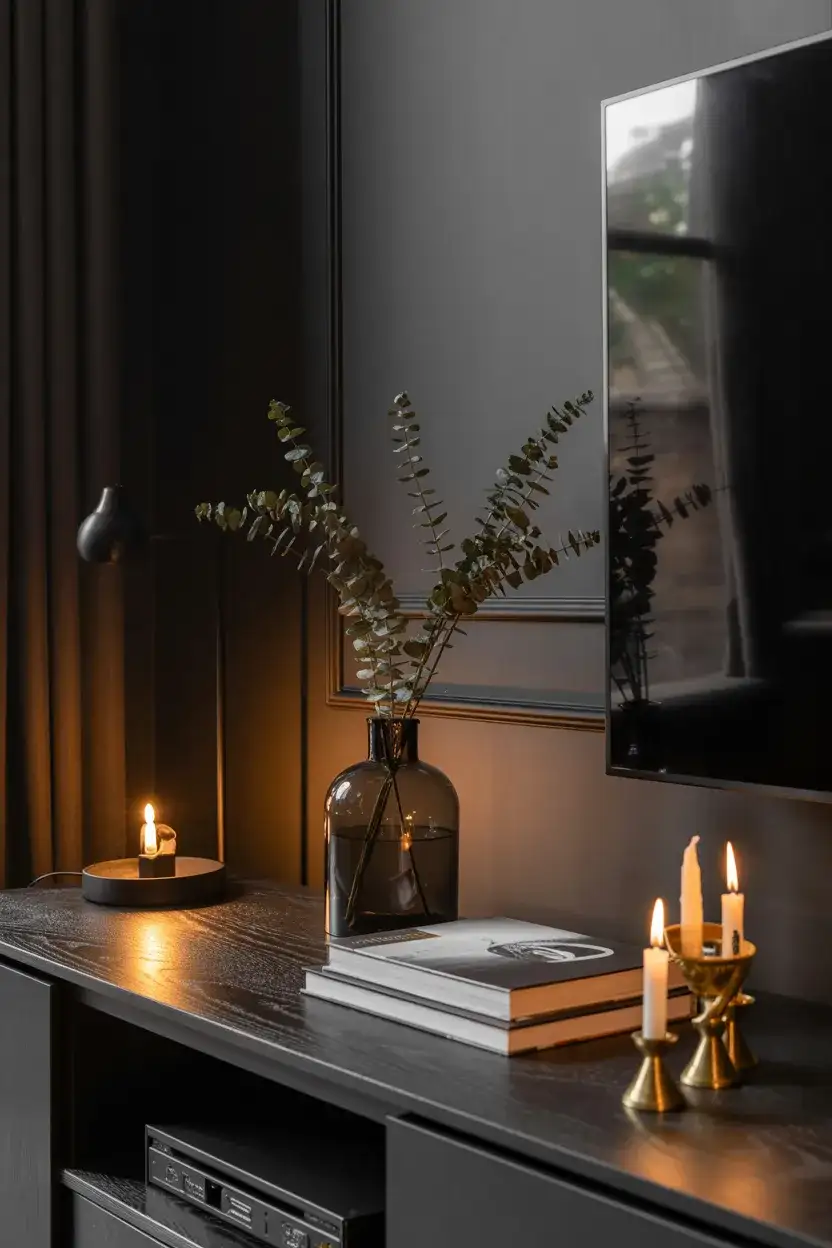 Black Console With Moody, Dramatic Styling 1