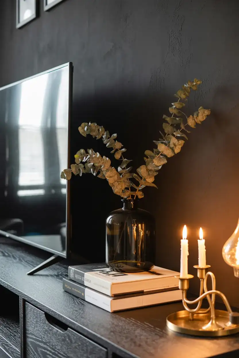 Black Console With Moody, Dramatic Styling 2