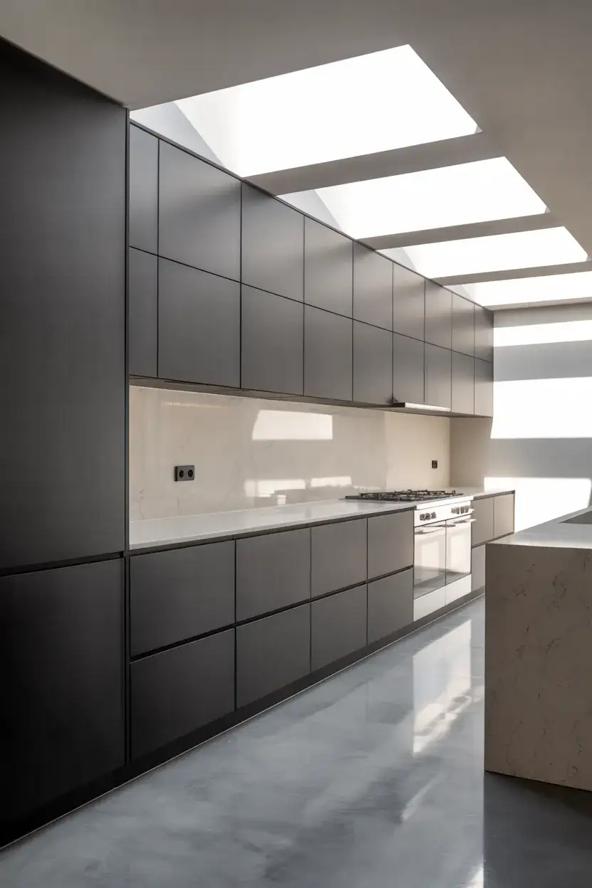 Black Matte Flat Front Cabinets Modern Minimalist 1