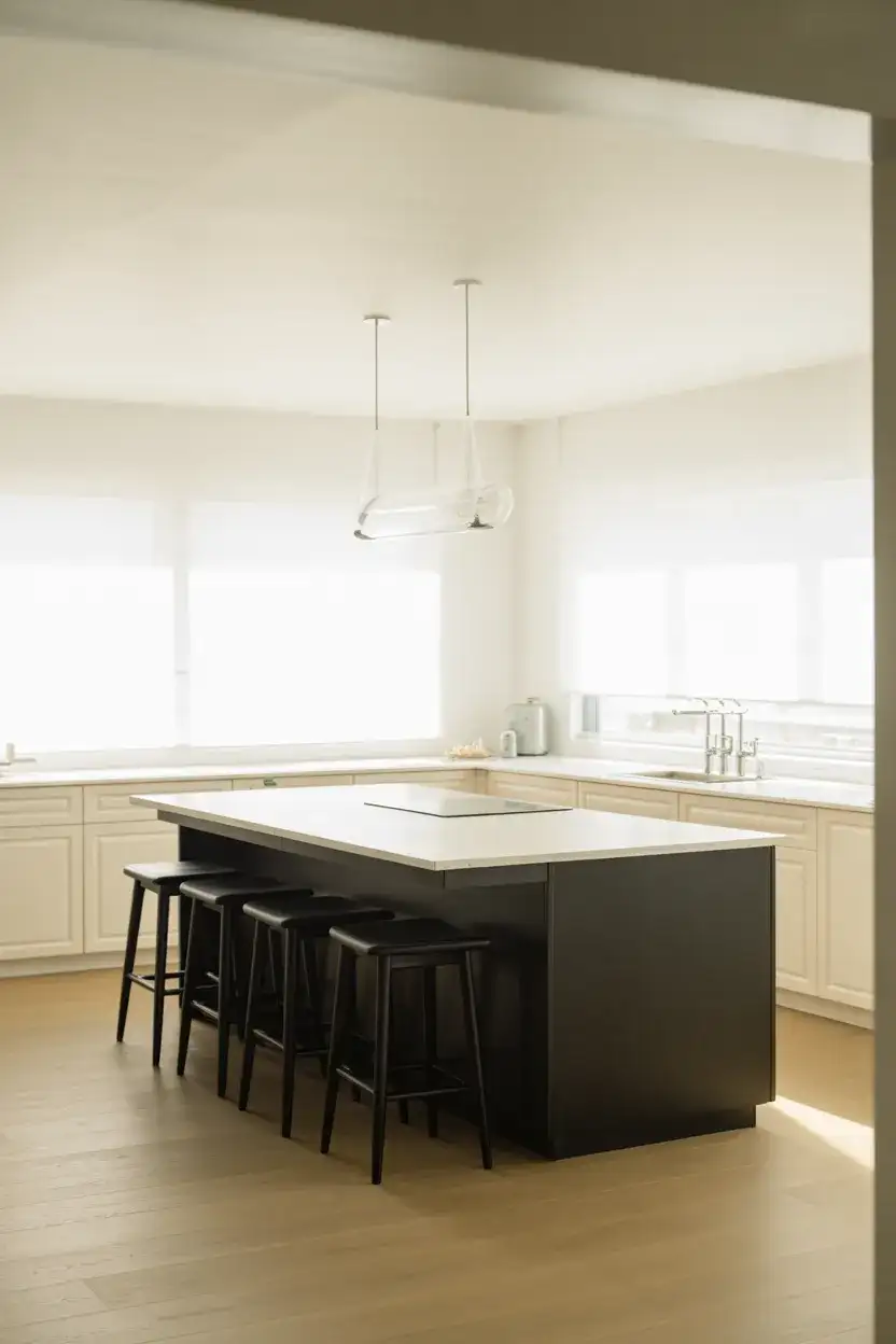Black and White Kitchen Island as the Focal Point 2
