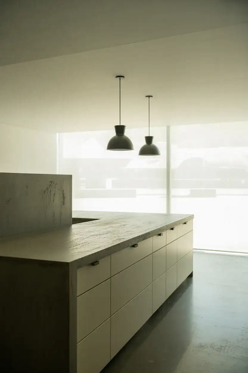 Black and White Kitchen with Concrete Countertops 1