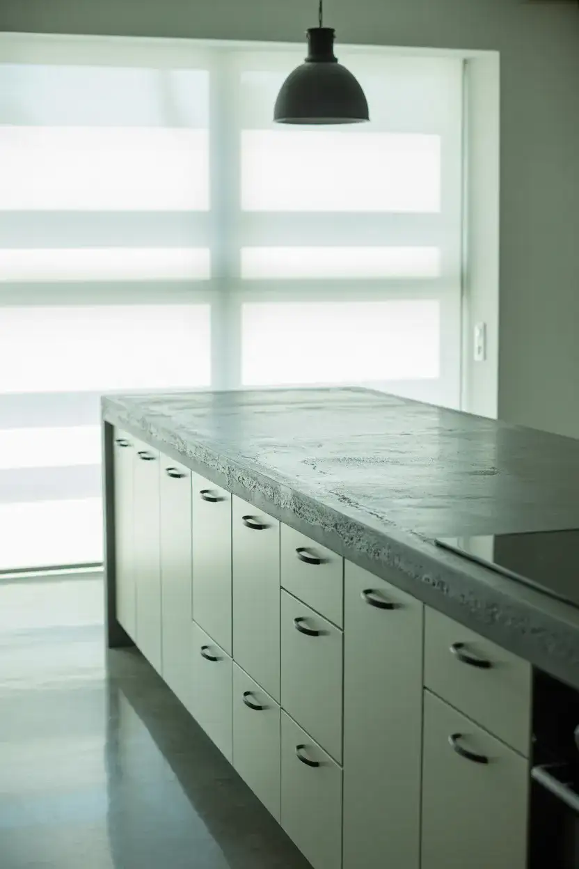 Black and White Kitchen with Concrete Countertops 2