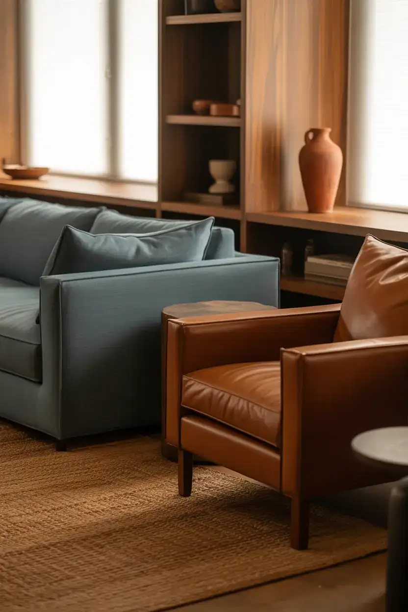 Blue and Brown Earthy Living Room 1