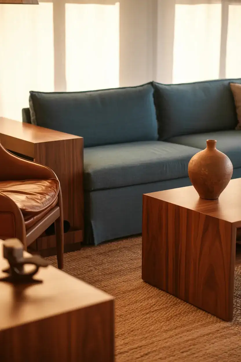 Blue and Brown Earthy Living Room 2