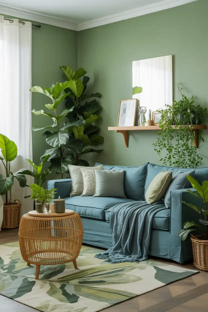 Blue and Green Botanical Living Room 1