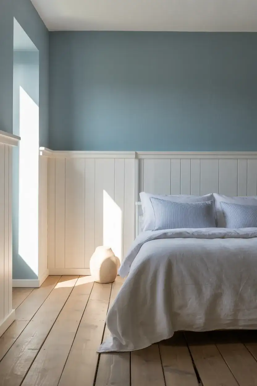 Blue and White Rustic Bedroom 1