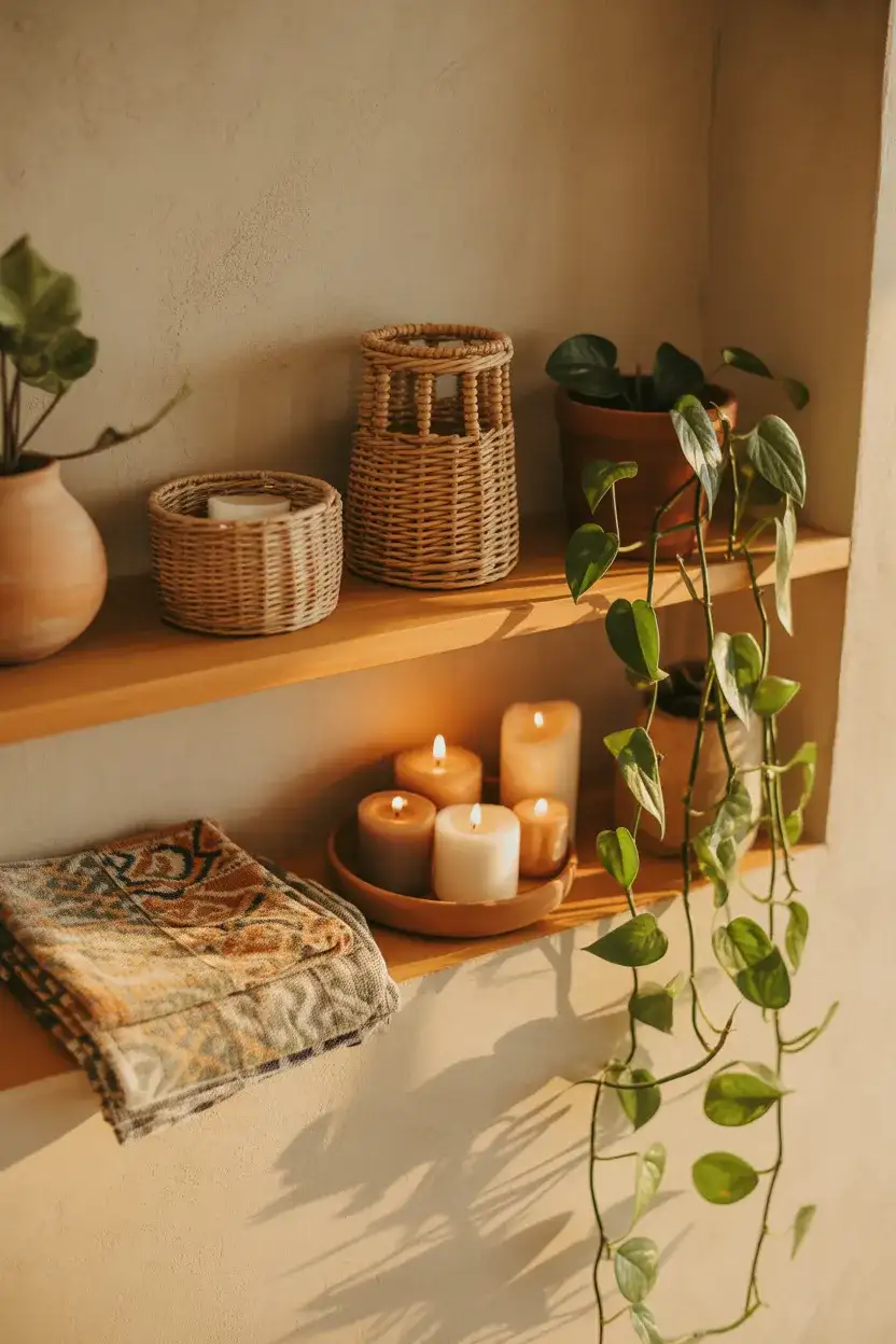 Boho Layered Shelf Styling 1