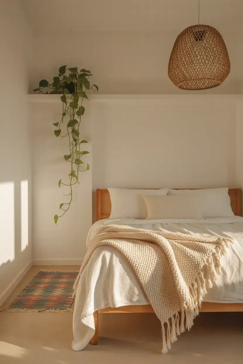 Boho Minimalist Bedroom Blending Two Worlds 1