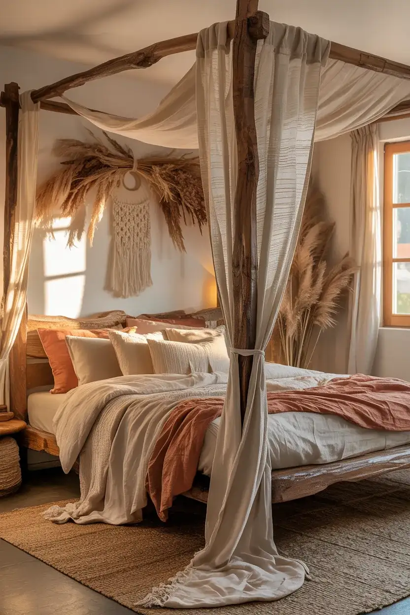 Boho Rustic Canopy Bed 1