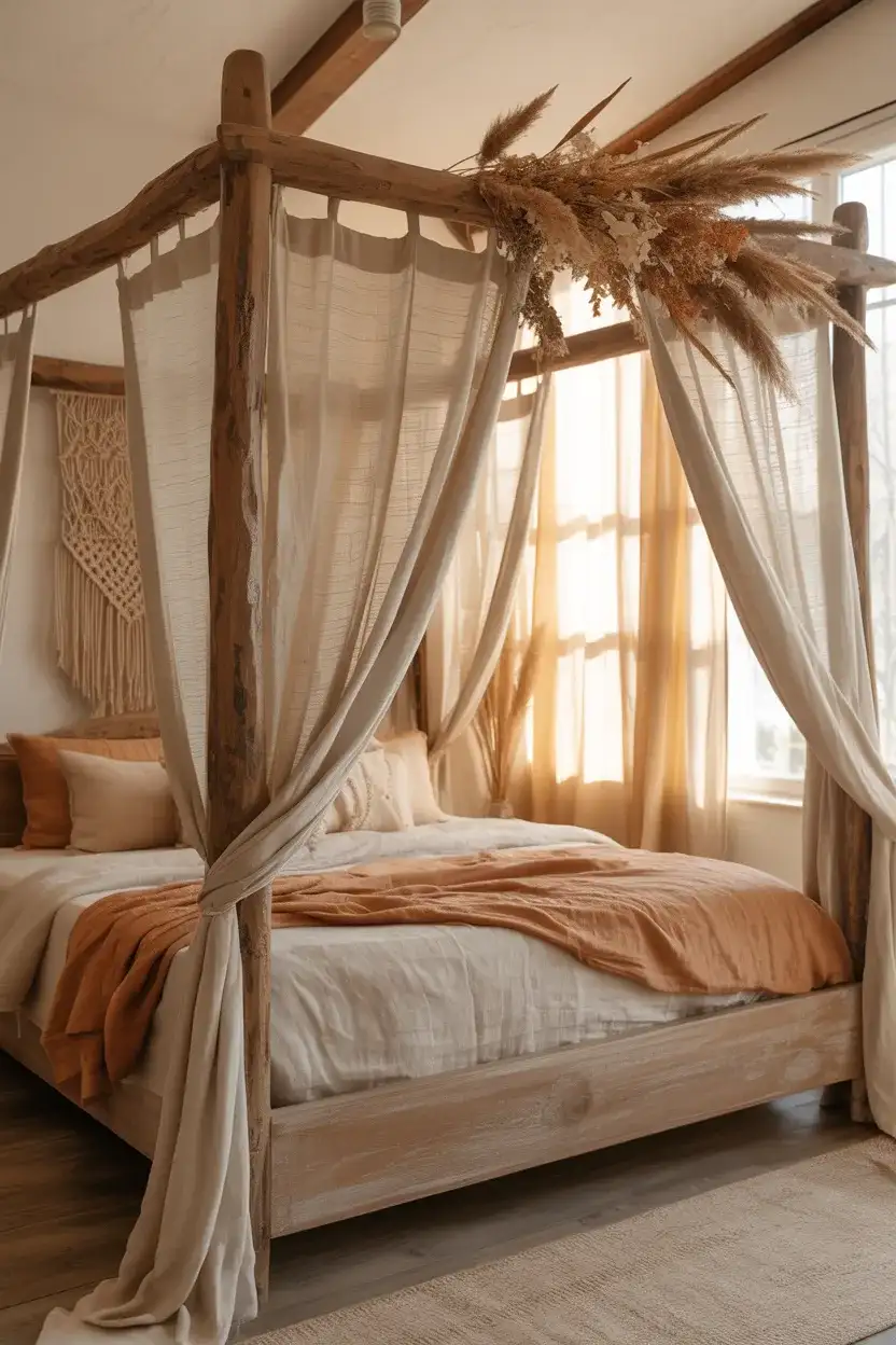 Boho Rustic Canopy Bed 2