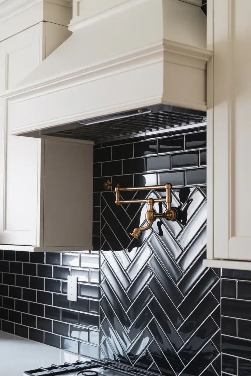 Bold Black Subway Tile Backsplash 1