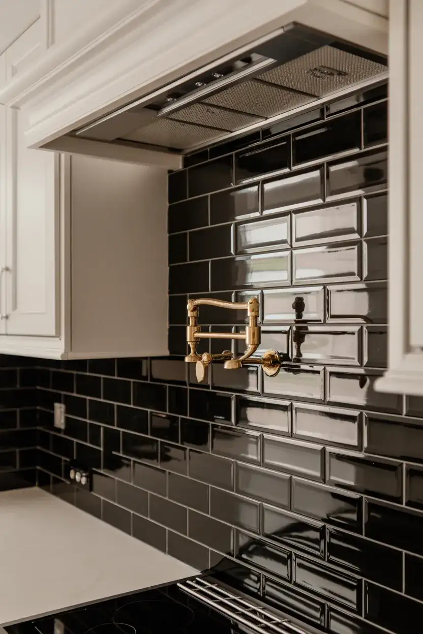 Bold Black Subway Tile Backsplash 2