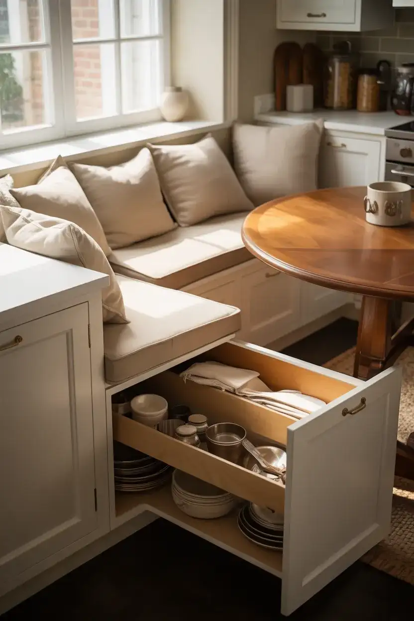 Built-In Bench Seating With Cabinet Storage Below 1