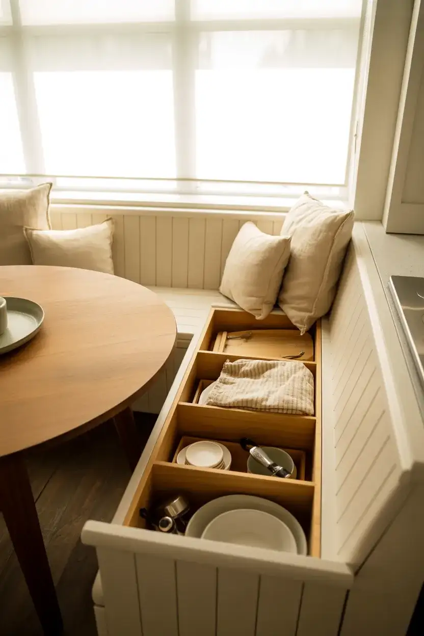 Built-In Bench Seating With Cabinet Storage Below 2