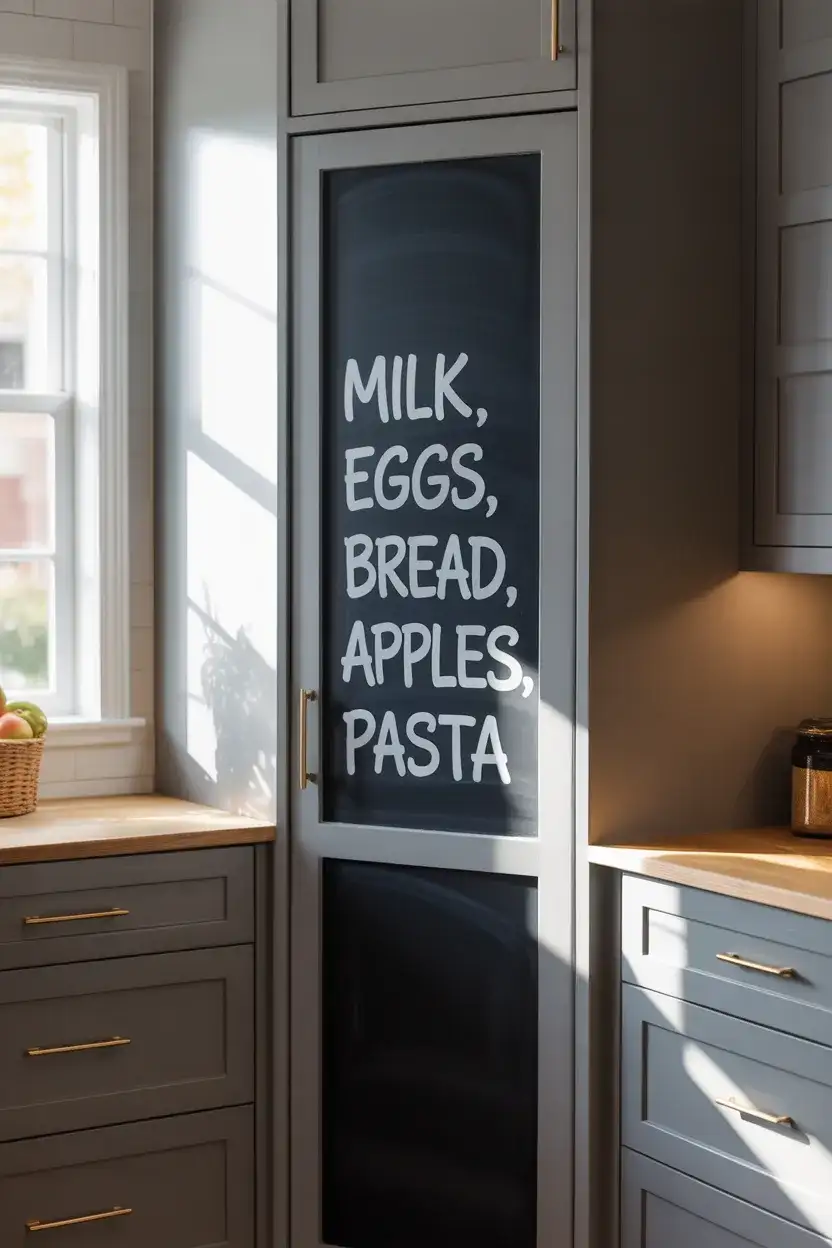 Built-In Corner Pantry with Chalkboard Door 1