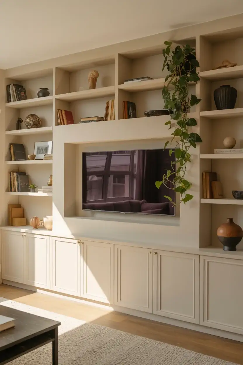 Built-In Shelves with a TV Niche 1