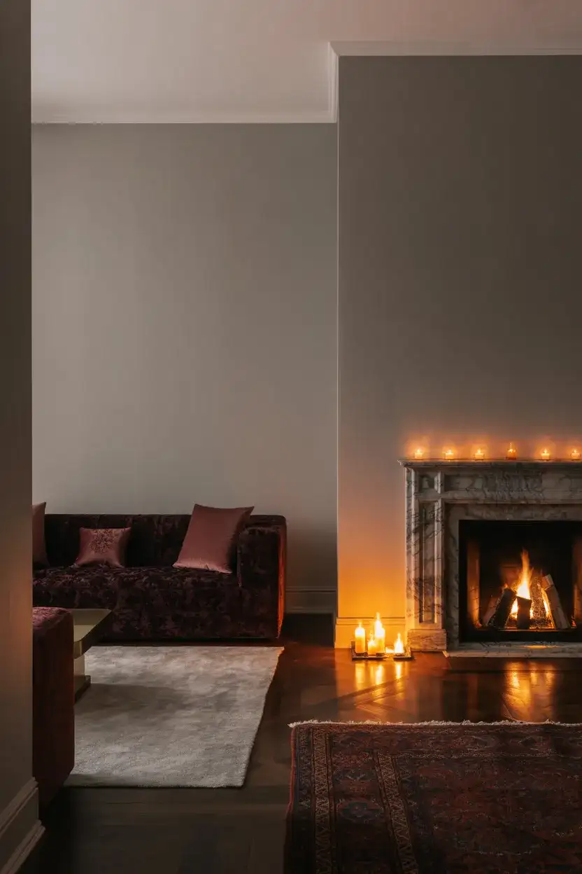 Burgundy and Grey Rich Winter Living Room 1