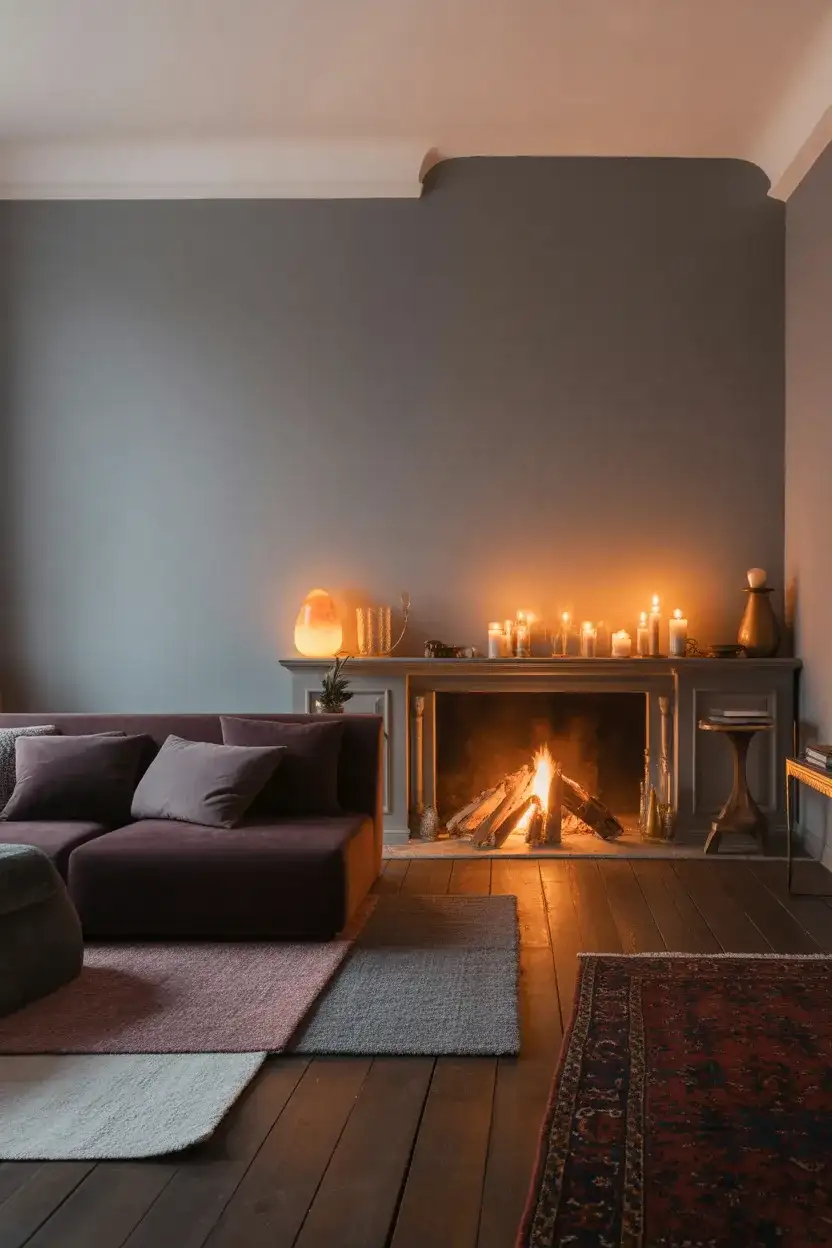 Burgundy and Grey Rich Winter Living Room 2