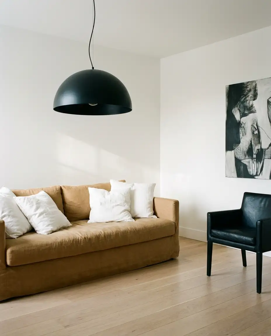 Camel Couch with Black and White 1