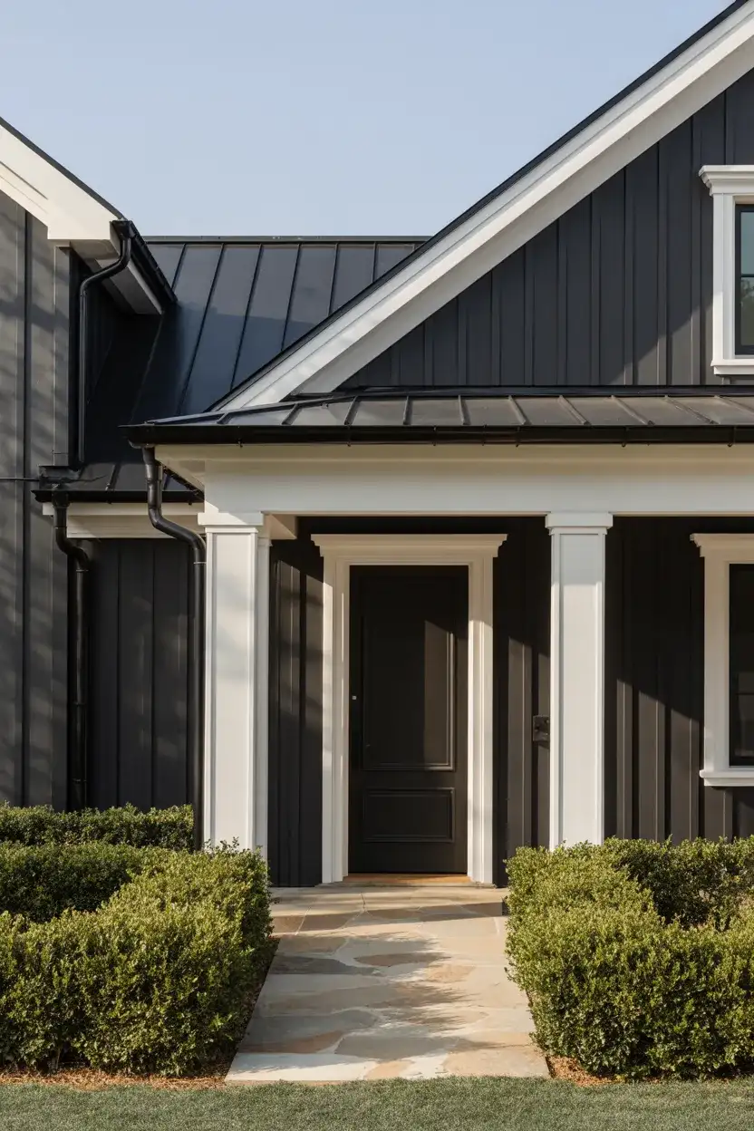 Charcoal with White Trim and Black Doors 1