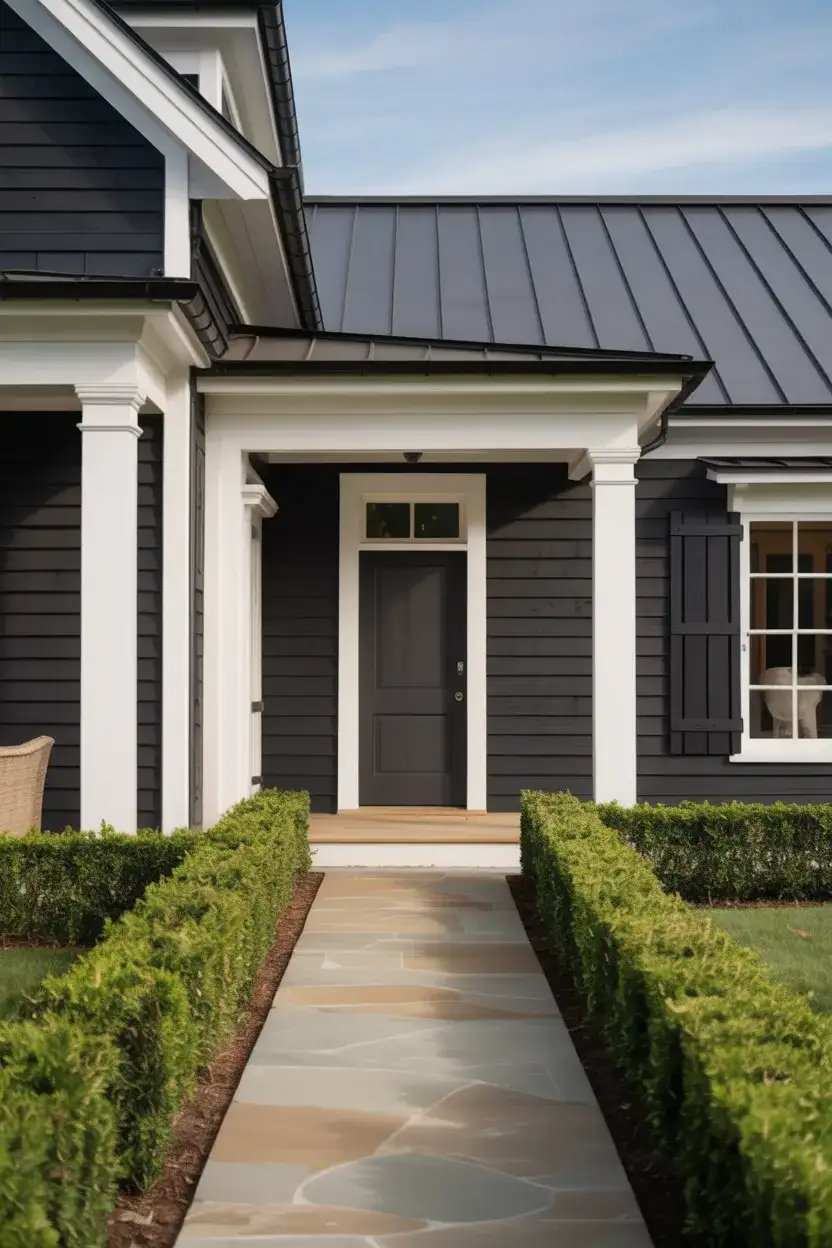 Charcoal with White Trim and Black Doors 2