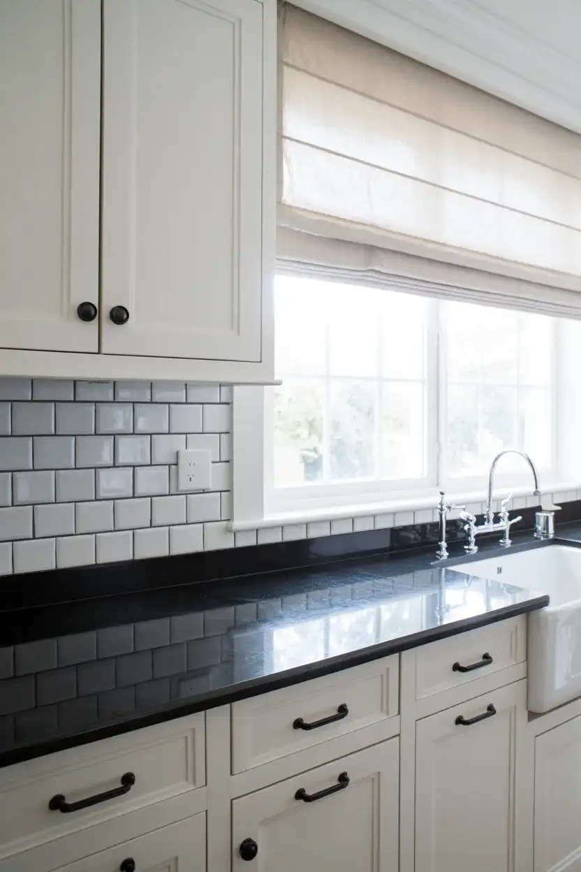 Classic White Cabinets With Black Countertops 1