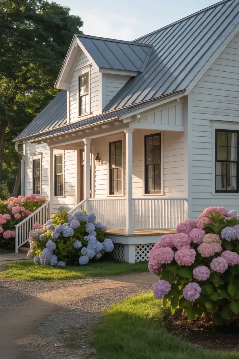 Classic White Farmhouse with Black Accents 1