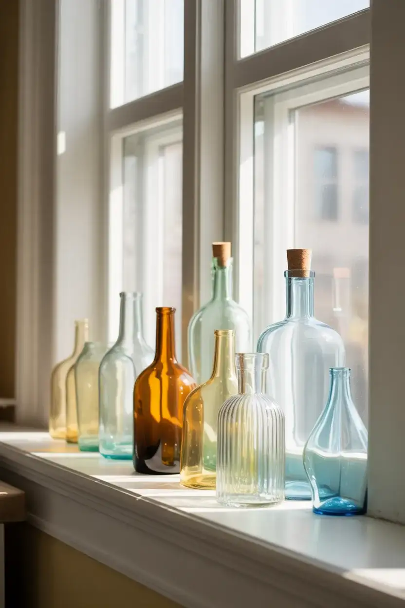 Cluster of Vintage Bottles on Sill 2