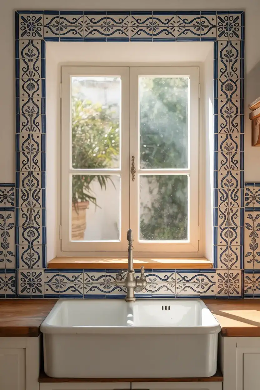 Colorful Tile Backsplash Framing the Window 1