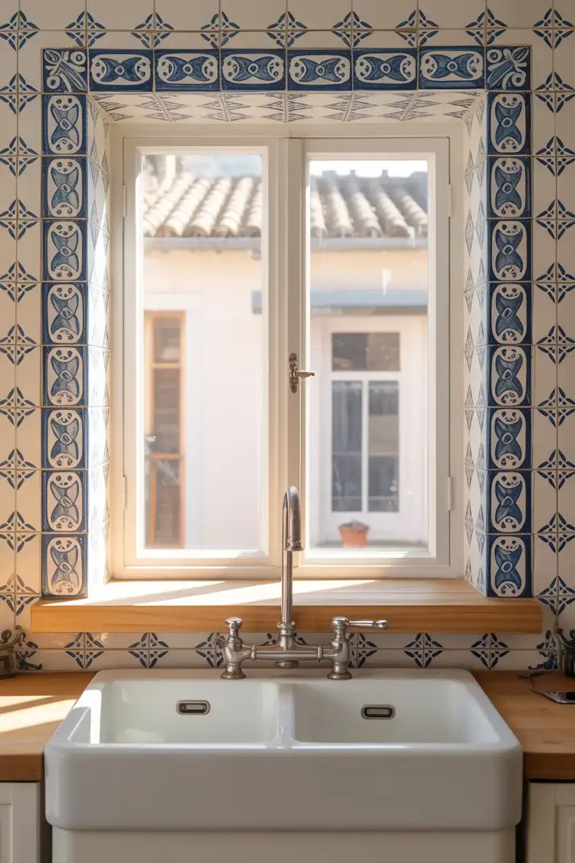 Colorful Tile Backsplash Framing the Window 2