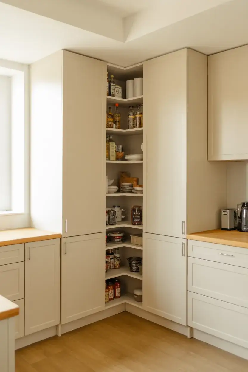 Compact Corner Pantry for Small L-Shaped Kitchens 2