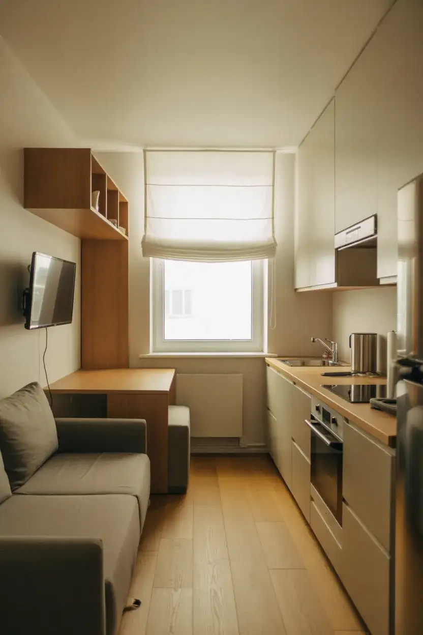 Compact Open Kitchen in a Studio Apartment 2