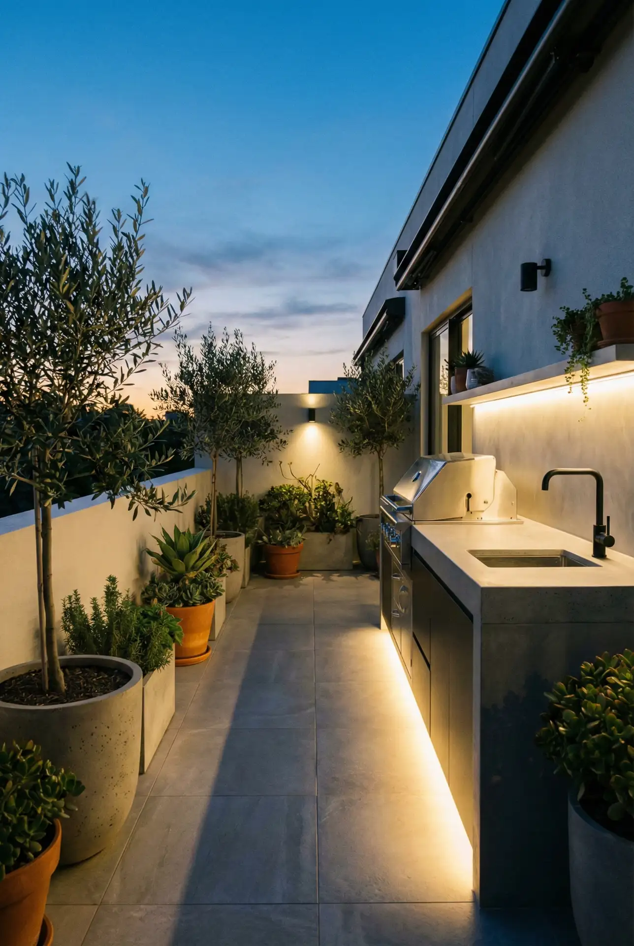 Compact Patio Kitchen with Built-In Grill Station 2