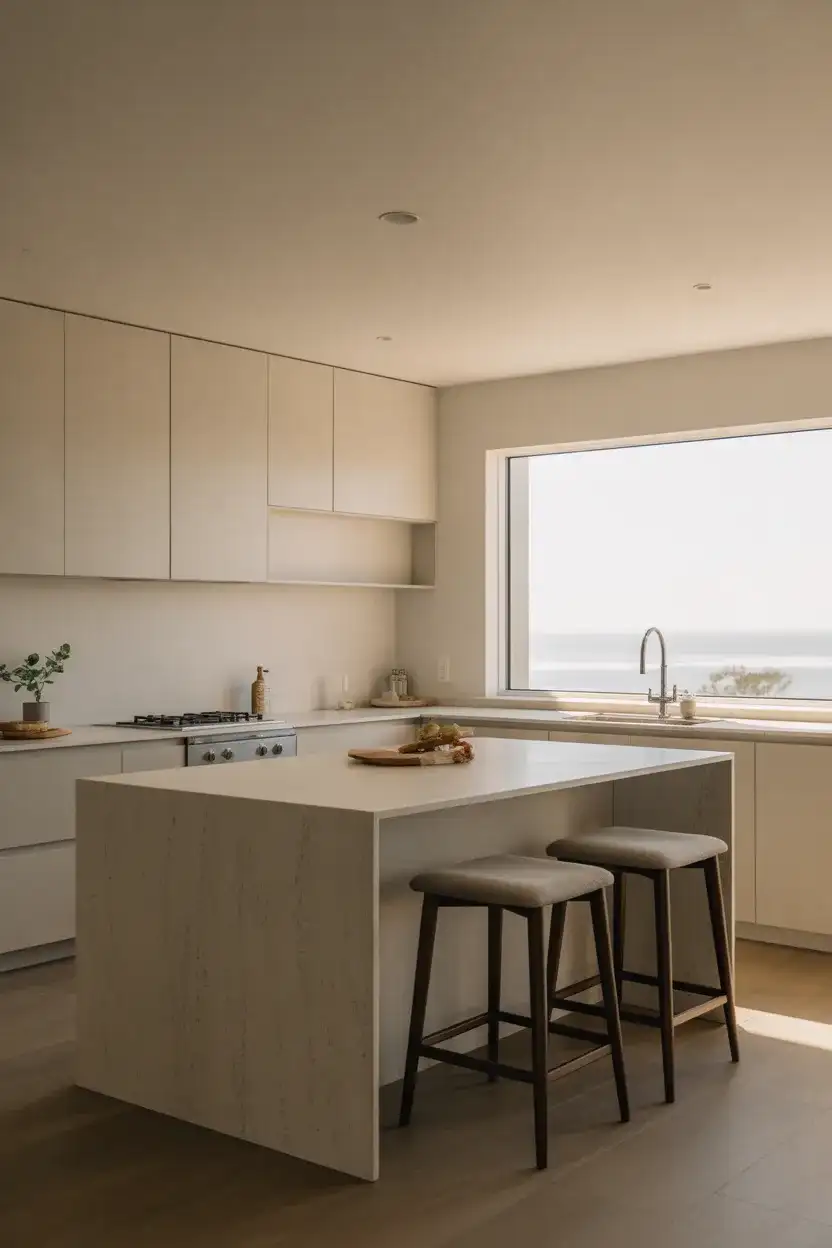 Contemporary Waterfall Island Kitchen 2