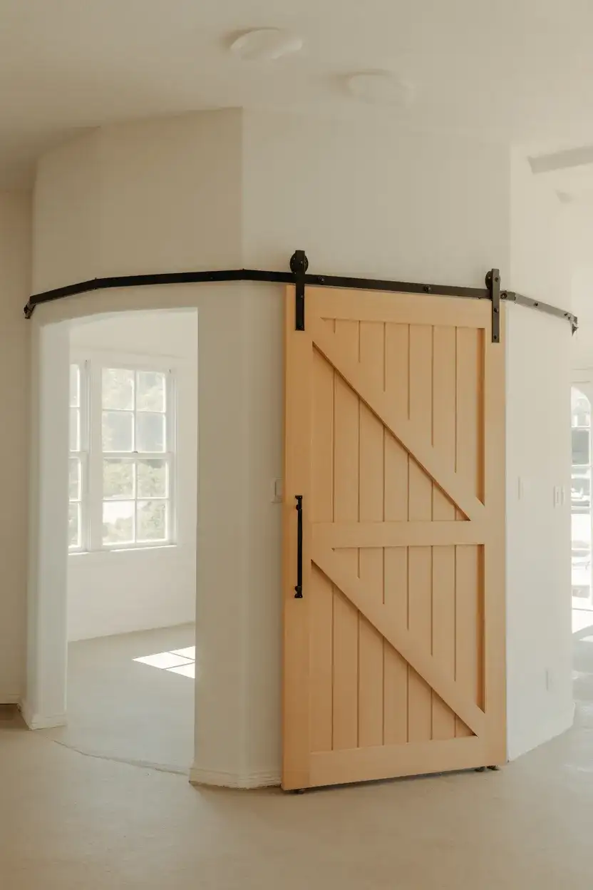 Corner Barn Door for Tight Transitional Spaces 1