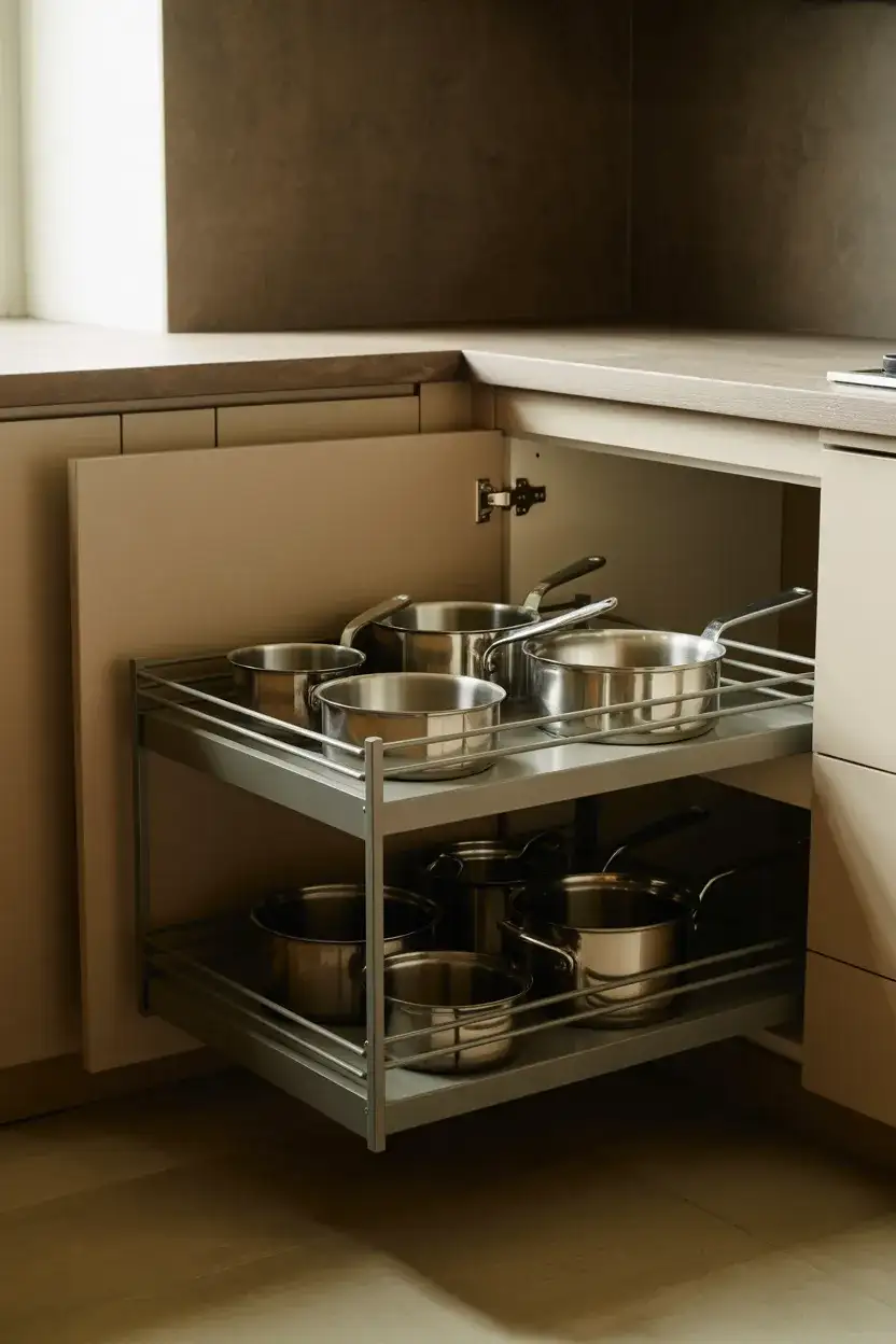 Corner Cabinet Solutions With Pull-Out Trays 2