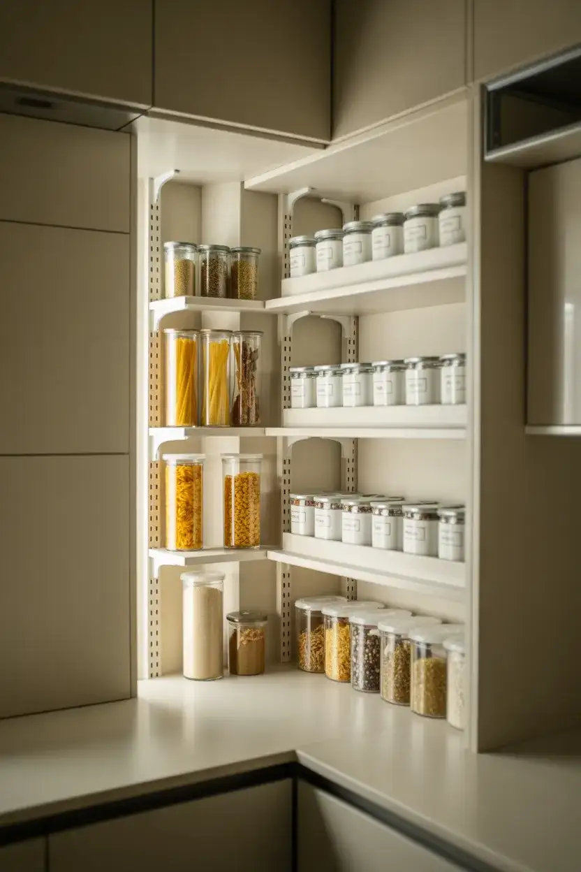 Corner Pantry with Adjustable Shelving 1