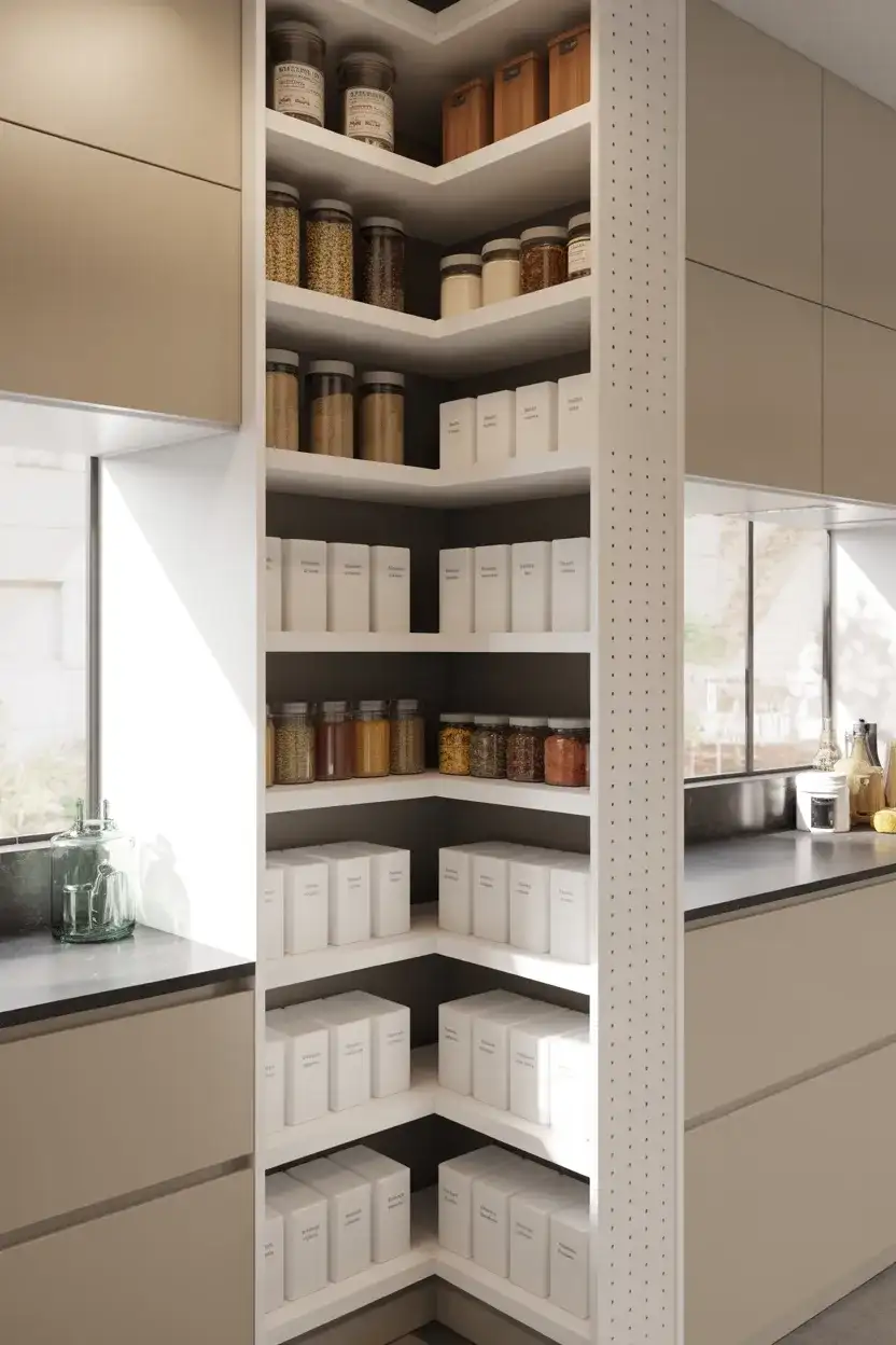 Corner Pantry with Adjustable Shelving 2