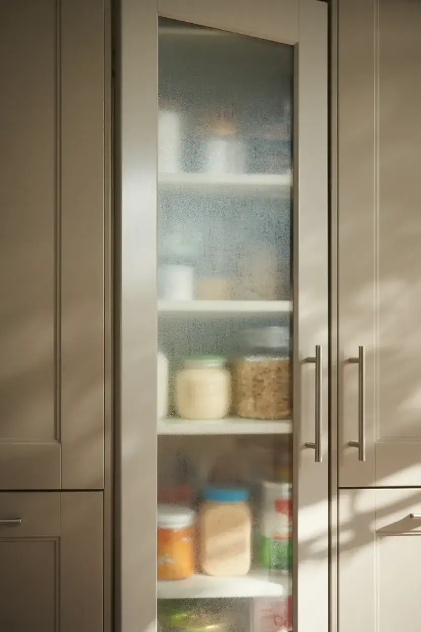 Corner Pantry with Frosted Glass Doors 1