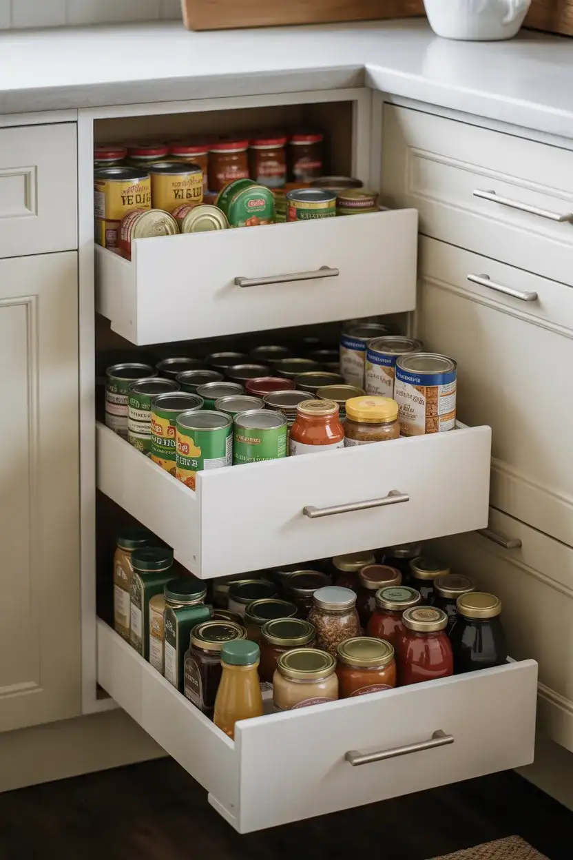 Corner Pantry with Pull-Out Drawers 1