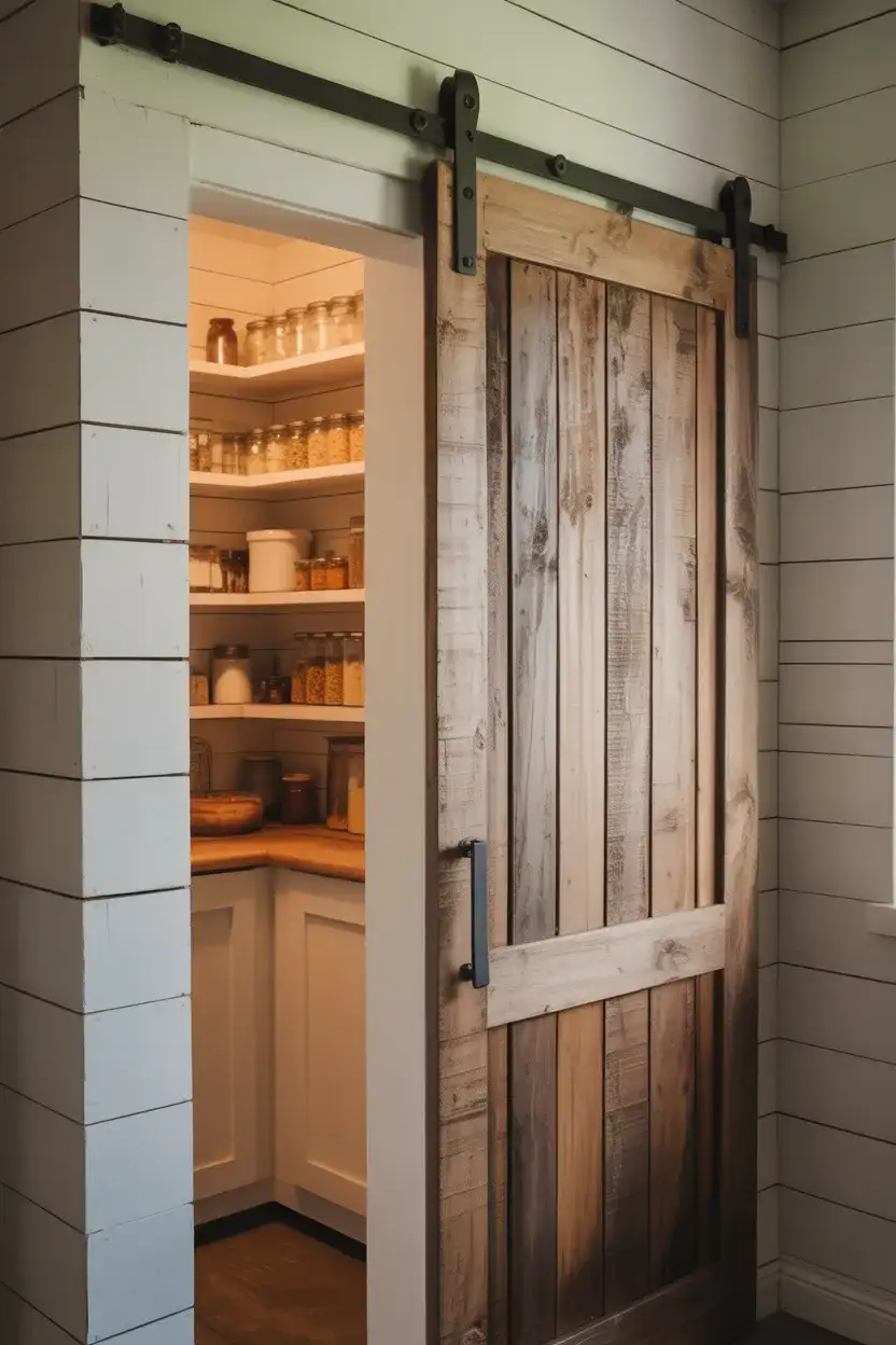 Corner Pantry with Sliding Barn Door 1